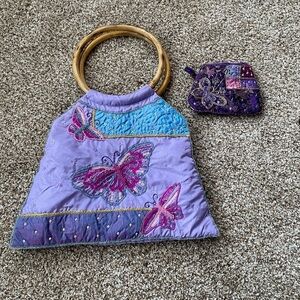 Handmade purple bag with coin purse